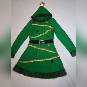 George Green Holiday Dress with Gold and Black Details